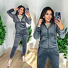 Жіночий велюровий костюм фіолетовий теплий на флісі з капюшоном, фото 2