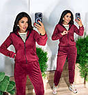 Жіночий велюровий костюм фіолетовий теплий на флісі з капюшоном, фото 5