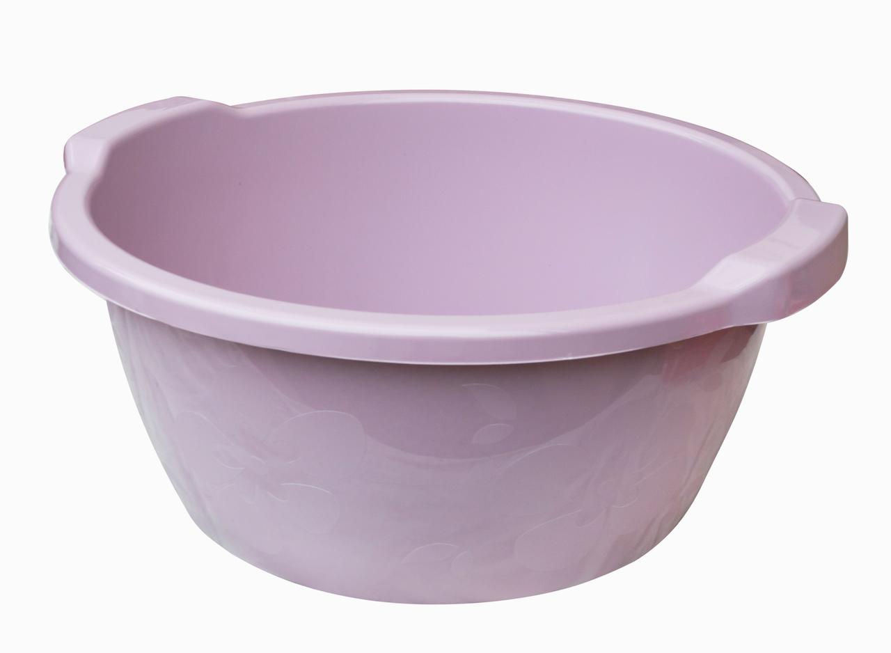 Таз пластиковий 15 літрів "Незабудка" пудра Ø 41 см h=17 см (ПолімерАгро)