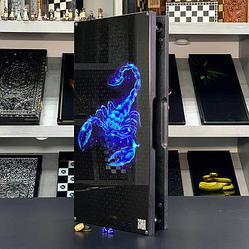 Нарди скляні у поєднанні з деревом подарункові Скорпіон 60×30×6см