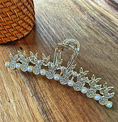 Краб для волосся гуртом 11*4 см метал/стразі 6 шт/уп СВІТЛЕ ЗОЛОТО