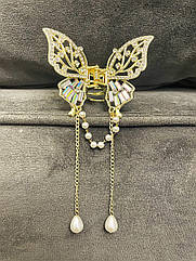 Краби для волосся оптом метал/стрази 5*6.5*3 см 6шт/уп МЕТЕЛИКИ ЗОЛОТІ