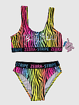 Дитячий підлітковий купальник зебра Fuba 1857 жовтий 34 36 38 40 42 розмір, фото 3