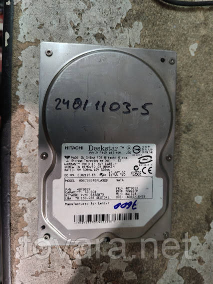 Жорсткий диск Вінчестер HDD 40 Gb / Гб Hitachi Deskstar 7K80 HDS728040PLA320 3.5" SATA2 No 24011103
