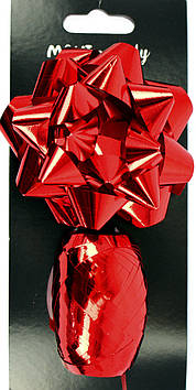 Набір прикрас для подарунків: бантик d8,89см, стрічка 10м №SB003-SP-Red(48)