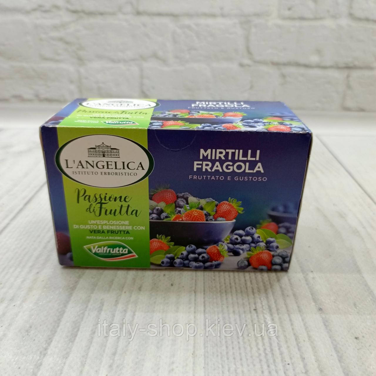 Чай-настій з чорницею та полуницею L'Angelica Mirtilli+Fragola 15 пакетиків, Італія, фото 1