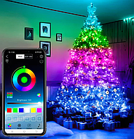 Розумна Світлодіодна гірлянда 10м, RGB, USB, управління через телефон з додатком, водонепроникна, для дому та на ялинку