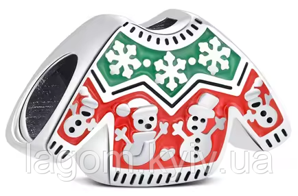 Срібний шарм-підвіска в стилі Pandora Christmas Time "Різдвяний светр" 925 проба Пандора, фото 1