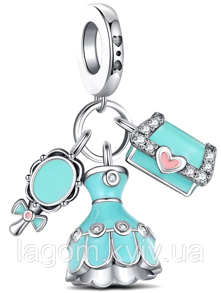 Срібний шарм-підвіска у стилі Pandora Beauty Charms срібна намистна на браслет Пандора, фото 1