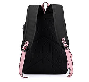 Шкільний чорний рюкзак Wednesday,  Nevermore academy  з USB, фото 3