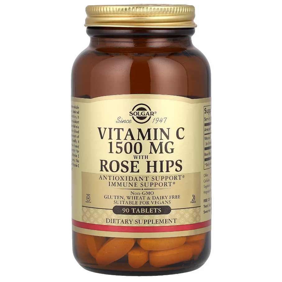 Vitamin C With Rose Hips Solgar 1500 мг 90 таблеток, фото 1