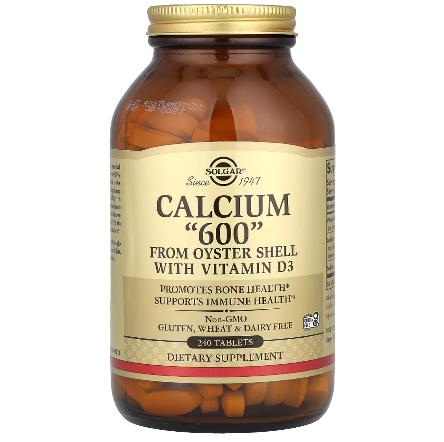 Calcium "600" from Oyster Shell with Vitamin D3 Solgar 240 таблеток, фото 1