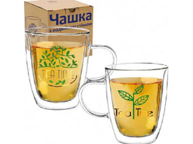 Чашка з подвійною стінкою 380мл 202-24 Tea time ТМ SNT FG