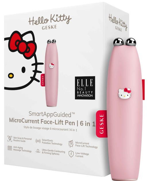 Мікрострумова ручка для підтяжки обличчя Geske MicroCurrent Face-Lift Pen 6 в 1 by Hello Kitty Pink (HK000014PI01), фото 1