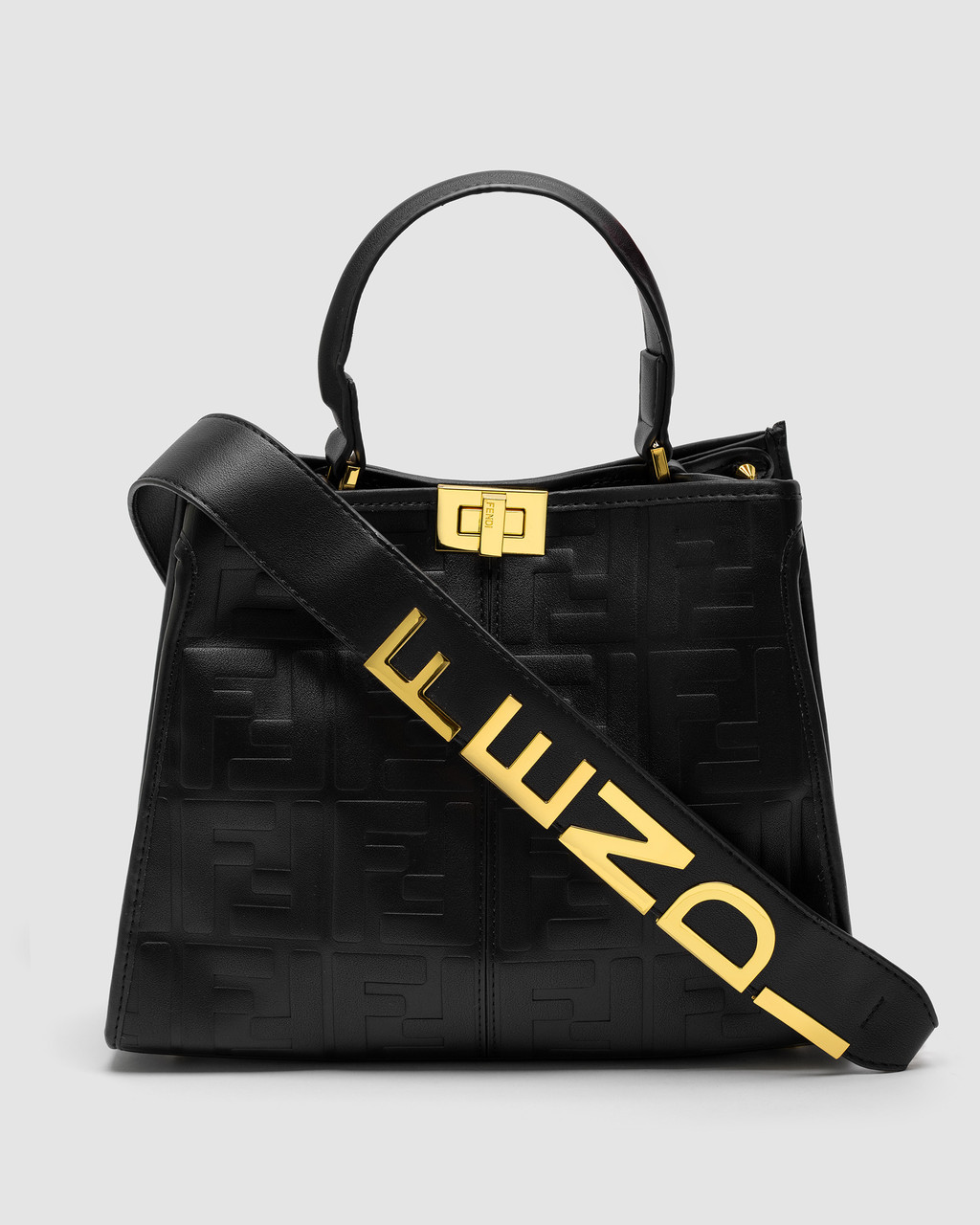 Жіноча чорна шкіряна сумка Fendi Iconic Essentially Peekaboo Top Handle
