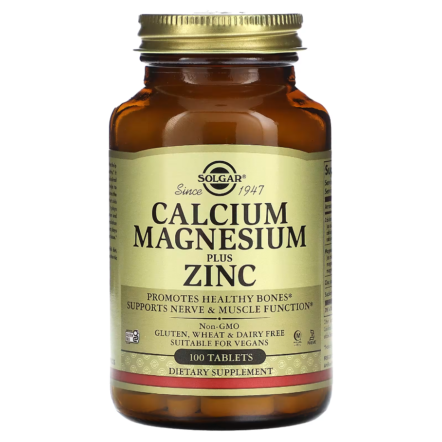 Calcium Magnesium Plus Zinc Solgar 100 таблеток, фото 1