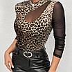 Ефектна кофта з леопардовим принтом та вставками із сітки, фото 3