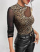 Ефектна кофта з леопардовим принтом та вставками із сітки, фото 2