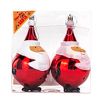 Набір із 2 ялинкових іграшок "Санта" 15х7 см