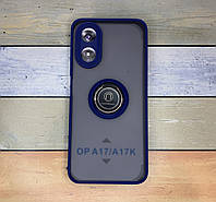 Протиударний чохол-бампер для Oppo A17/A17K синій, з кільцем і магнітною пластиною