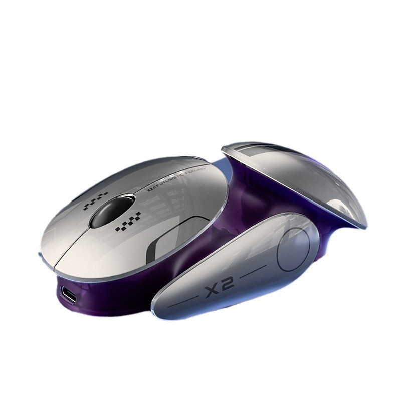 Мишка бездротова ігрова безшумна ігрова Inphic X2 Bluetooth+USB з RGB підсвічуванням Металік