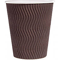 Стакани одноразові PRO service паперові Riple Коричневі 250 мл 20 шт. (4823071635003)