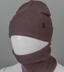 Трикотажний ангоровий комплект Шапка + Баф FERO (24051к), Мокко
