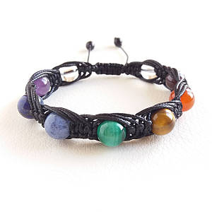 Браслет 7 чакр плетений з натуральних каменів d 10mm