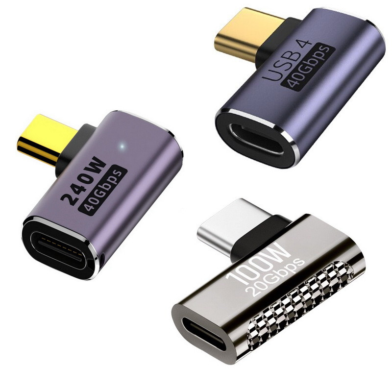 Перехідник плоский 8K USB Type-C M/F USB 4.0, 100 W/240W Des3 (комплект 3 Віди)