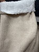 Вельвет с мехом, рубчик, цвет бежевый, Китай