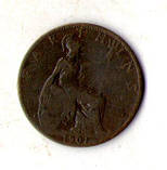 Велика Британія Королева Вікторія 1 фартінг, 1901 рік №733, фото 2