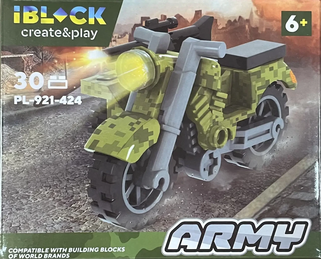 Конструктор IBLOCK Army Військовий мотоцикл 30 дет. (PL-921-424)