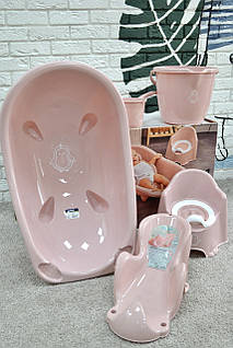 Набір для купання (ванночка+відро+ковш+горщик+підставка в ванну), pink