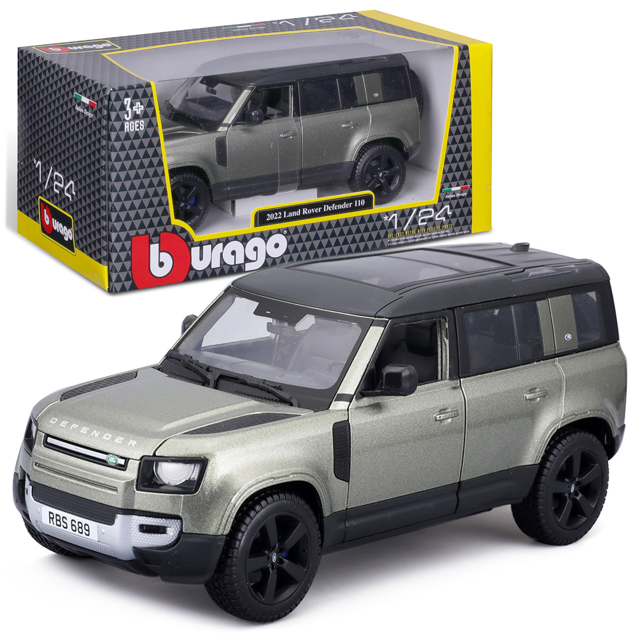 Машинка металева LAND ROVER DEFENDER 110 Ленд Ровер Bburago зелений 1:24 відкр двері 8*20*8см (18-21101), фото 1