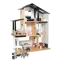 Дерев'яний ляльковий будиночок в стилі ЛОФТ AVKO Вілла Тоскана + меблі