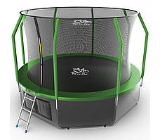 Батут FitToSky 183см з внутрішньою сіткою та драбинкою 36 пружин зелений