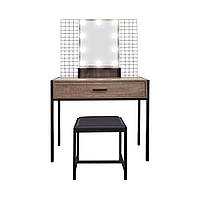Туалетний, косметичний столик + табурет з підсвіткою AVKO ADT21 Grey Walnut