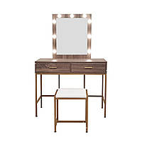 Туалетний, косметичний столик + табурет з підсвіткою AVKO ADT13 Grey Walnut