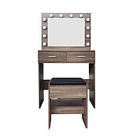 Туалетний, косметичний столик + табурет з підсвіткою AVKO ADT3 Grey Walnut