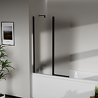 Скляна шторка для ванни  AVKO Glass W436 50+40x140 Black Frosted