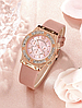 Жіночий наручний кварцовий рожевий годинник Relogio Feminino Rose + браслет (рожево-золотий годинник на руку), фото 8