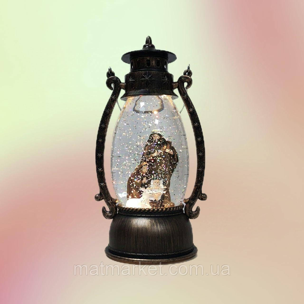 Музичний різдвяний ліхтарик-світильник, 26 см 0093D, фото 1