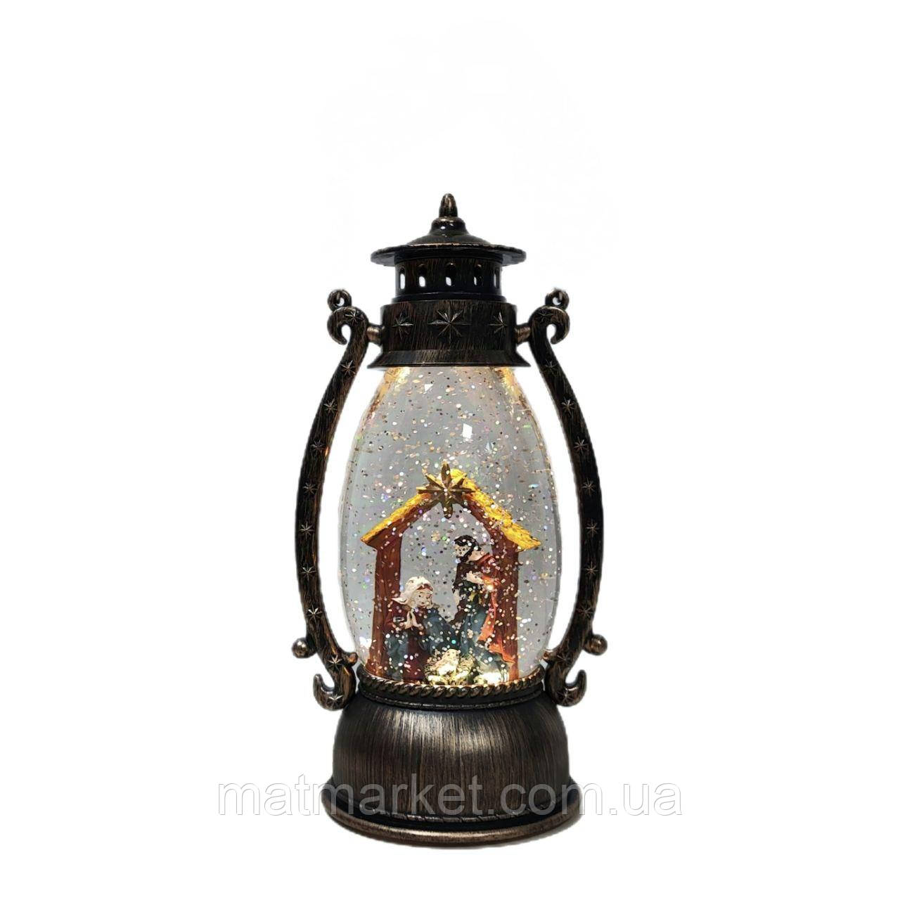 Музичний різдвяний ліхтарик-світильник 26 см 0093B, фото 1