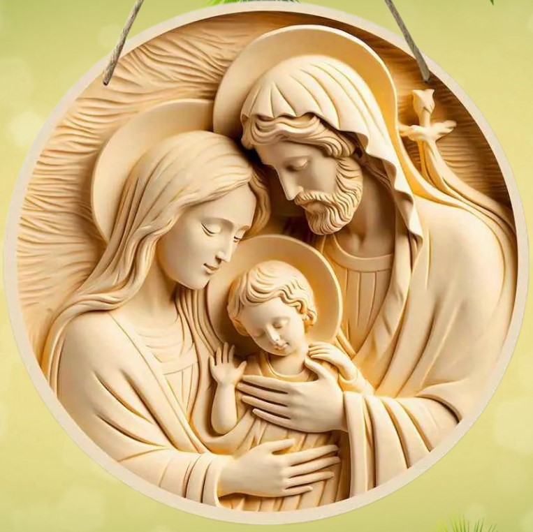 Різдвяна прикраса дерев'яна картина Народження Ісуса з 3D ефектом - декор оберіг дому, фото 1