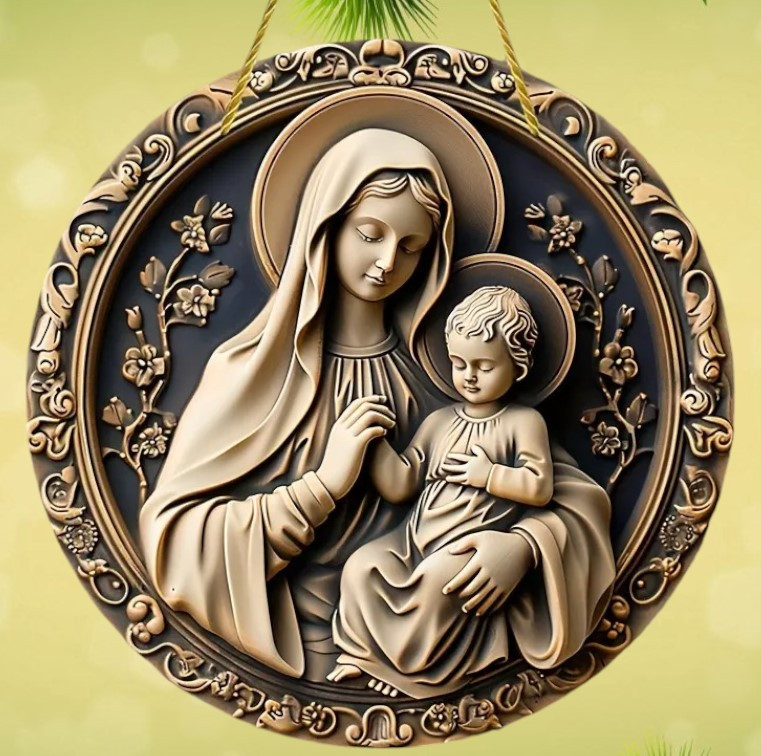 Прикраса картина Марія з Ісусом «Марія з немовлям» захищає вас 3D ефектом - декор оберіг дому, фото 1