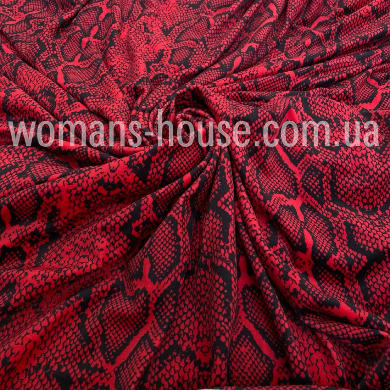Тканина велюр Плюш (спорт) принт друкований Змія Червона, фото 1