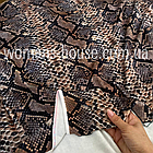 Тканина велюр Плюш (спорт) принт друкована Змія бежева, фото 2