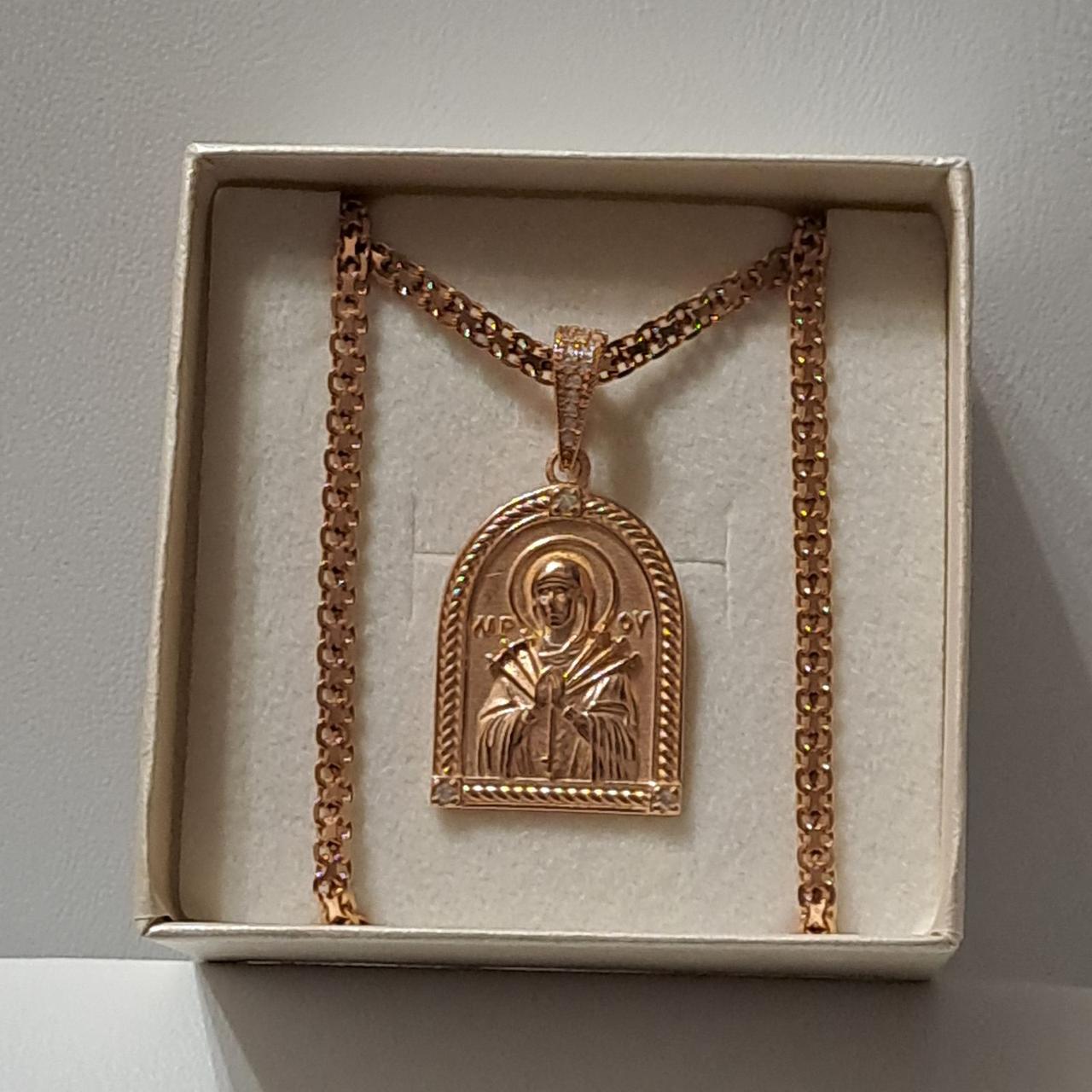 Срібний комплект в позолоті Ладанка Ланцюжок  Бісмарк