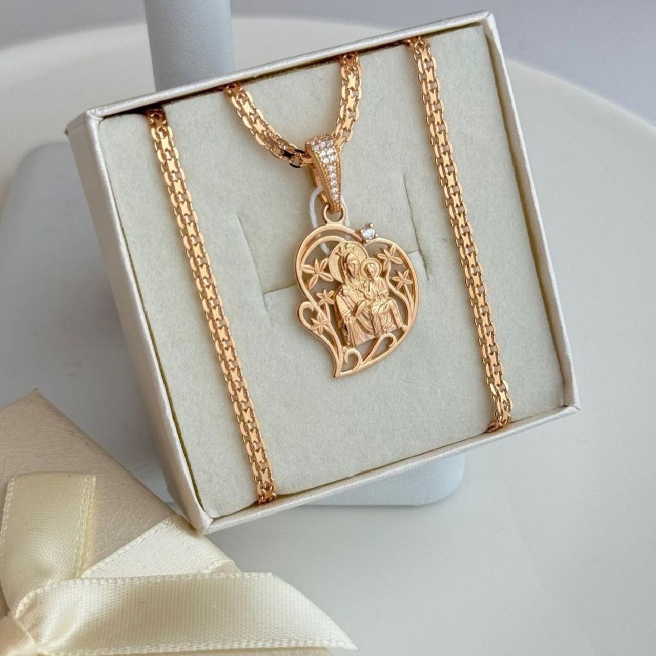 Срібний комплект в позолоті Ладанка Ланцюжок  Бісмарк