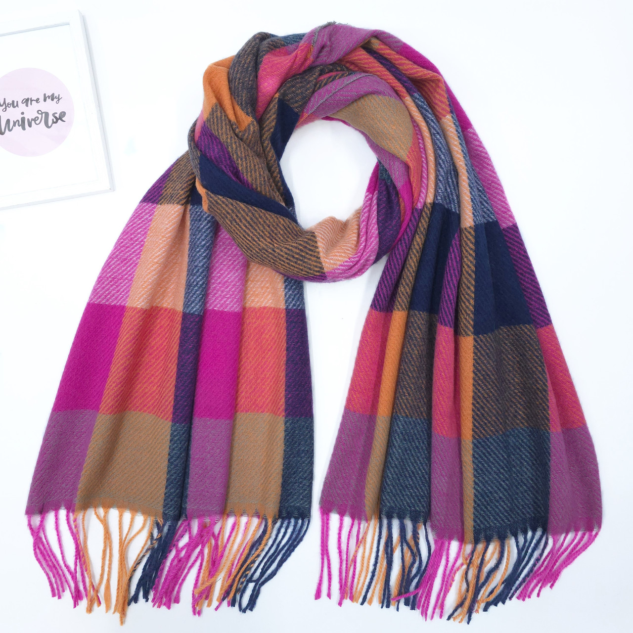 ШАРФ жіночий зимовий M&JJ МАЙАМІ 65х190 см малина 8524, фото 1